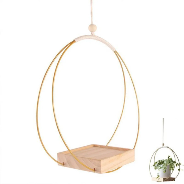 Hängande blomkruka, blomkrukhållare, krukhållare, hängande växtkruka, trädgårdskrukhållare, heminredning guld