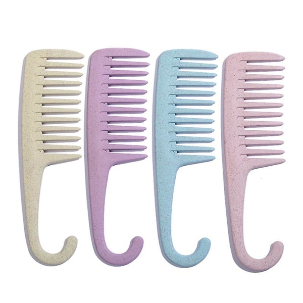 Duschkam med hängande - Stor våt kam med krok - Levande matt hårborste för kvinnor (4st, rosa+lila+blå+beige)