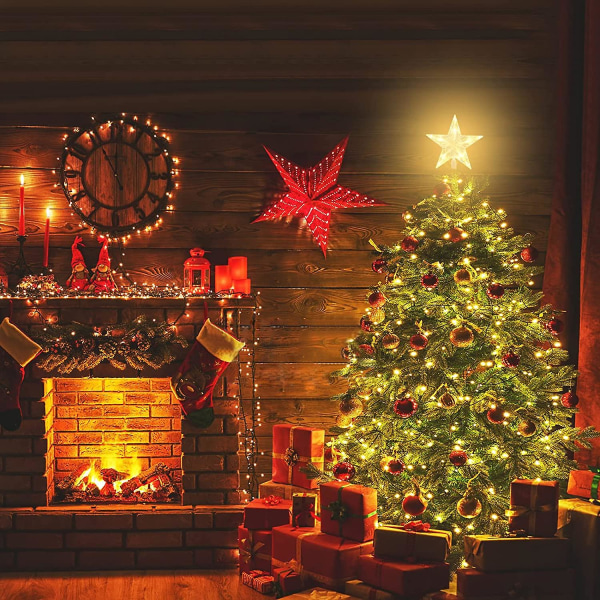 Julgransstjärna med 10 led-ljus, julgranstopper, ljus upp julgransstjärna, julgransstjärna, julgranstopper, till jul
