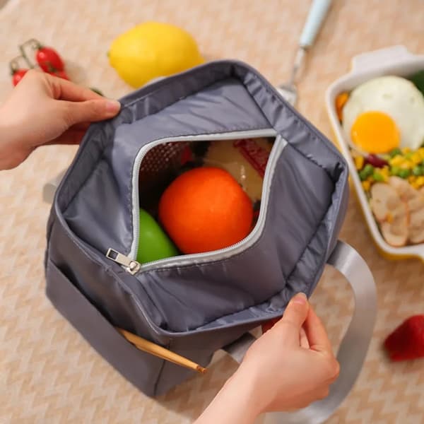 Grå Isolerad Lunchväska, Bärbar Vattentät Kylväska för Kontor, Studenter