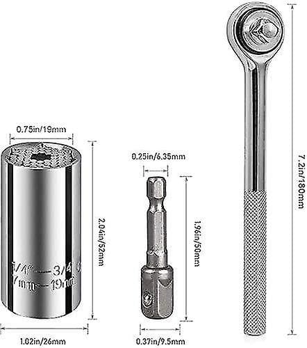 7-19mm Universal Socket Wrench Set Power Drill Ratchet Bushing Spanner Multifunktionel Håndværktøj
