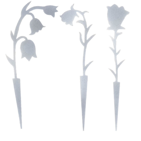3 stk. Blomsterpinner Dekor Små Hagepinner for Vår Grav Blomsterbed Hvit（18cm，Hvit）