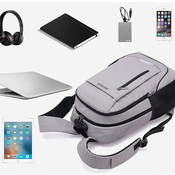 Backpacks Student School Bag Usb Charging Travel Bag Computer Backpack Light Grey（grey）