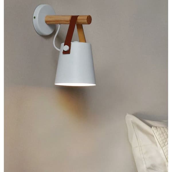 E27 Järn Trä Vägglampa Modern Kandelaber för Sovrum Vardagsrum - Vit
