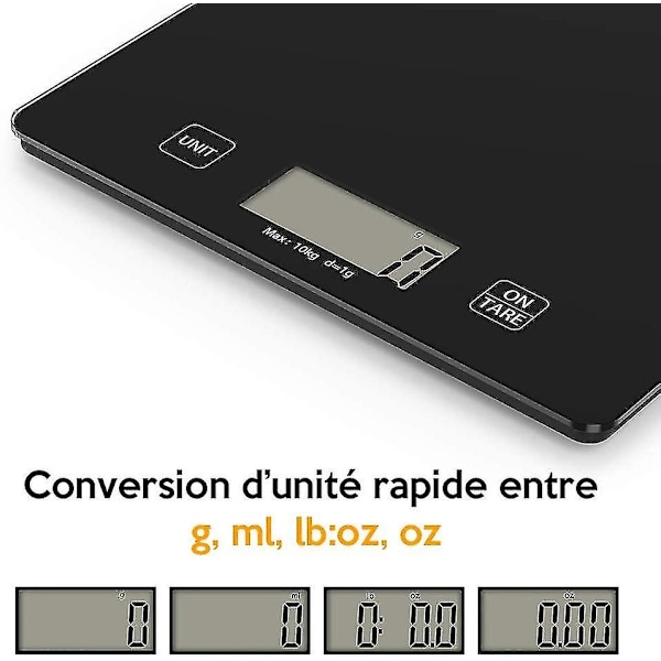 Hög precision köksvåg 10 kg/1 g, professionell digital precisionsvåg med LCD-bakgrundsbelysning, automatisk stopp- och tareringsfunktion, med batteri
