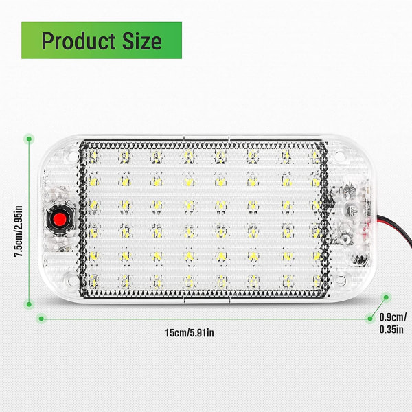 10V LED-indvendige lys 48 LED-billys med tænd/sluk-knap til varevogn campingbåd 2 stk.