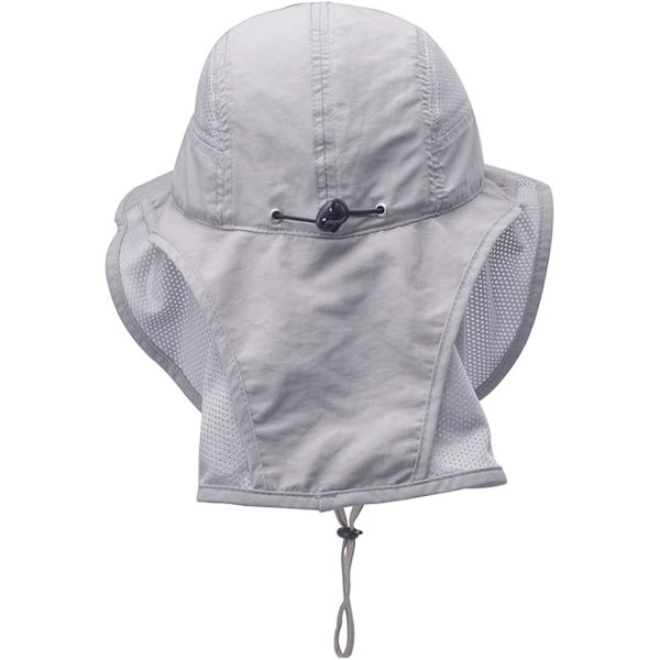 Unisex UV-skyddande solhatt med nackskydd (ljusgrå)