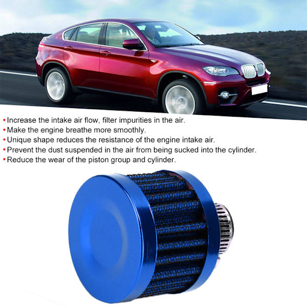 13mm Mini Luftintagsfilter Vevaxelhus Ventilation Universal Biltillbehör (Blå)