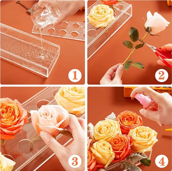 25cm 10-håls akrylvas, rektangulär transparent bordsdekoration