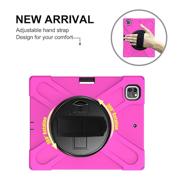 Pennholder-etui for iPad Pro 12,9 tommer med håndstropp, justerbart stativ, kamerabeskyttelse