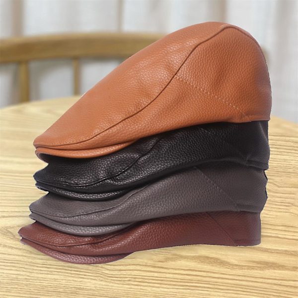 Herrehat Vindtæt Anti-scratch Vandtæt Åndbar Nem Rengøring Kunst Stil Knap Lukning Mand Beret Mode Tilbehør（Sort）