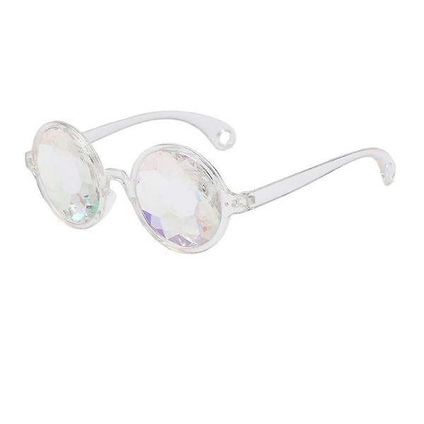 Kalejdoskop Regnbue Runde Briller Prisme Diffraktionslinse, Transparent Ramme Med Hul