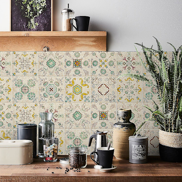 (C) Liimautuvat laatat 20x20 Teollinen tyyli Liimautuva backsplash keittiön tiilille, 24 kpl Seinätarrat Kylpyhuone Keittiön liimautuvat seinälaatat laatta P