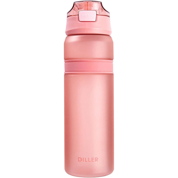 Drikkeflaske med sugerør 850ml Gmy sports tidsmarkering BPA-fri vannflaske D37 (850ml, rosa)