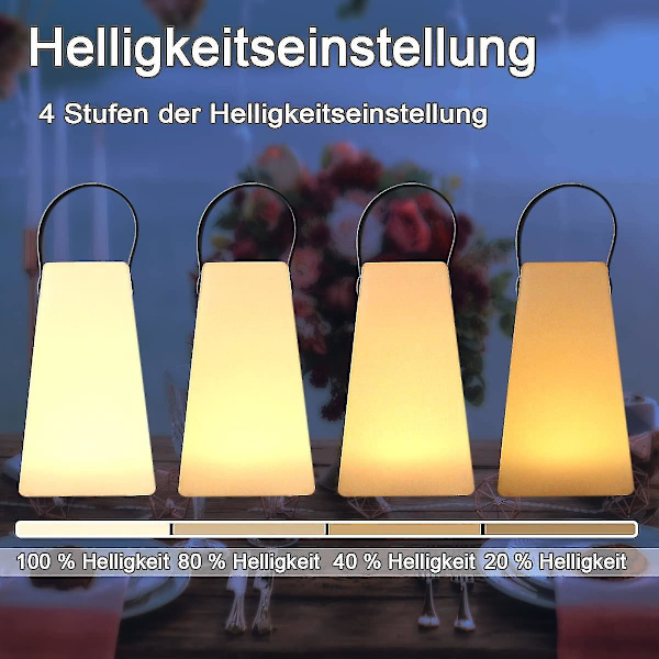 Bærbar dæmpbar udendørs bordlampe, Rgb bordlampe trådløs 8 farver med fjernbetjening（Firkant）