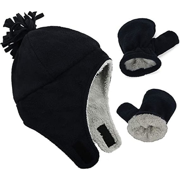 Baby drenges sherpa foret varm uld pilothat Baby drenge vinterhatte handskesæt