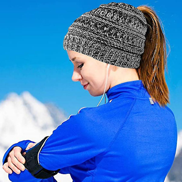 Ponytail Messy Bun Hale Kvinde Solid Ribbet Hat Cap, Kvinde Mode Hatte