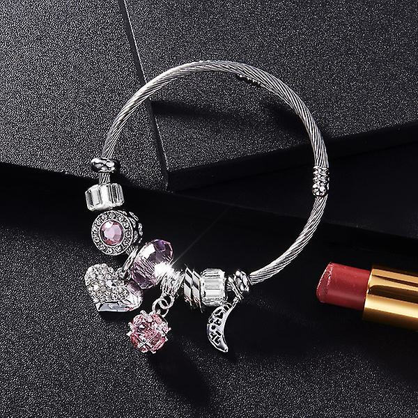 Kärleksarmband Kristallpärla Hjärtarmband [rosa]