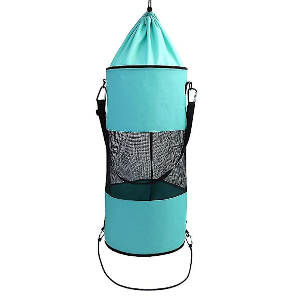 Båt søppelpose bærbar mesh søppelpose utendørs lekkasjesikker søppellagring for båten din（Lake Blue）