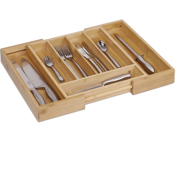 Dww-Range-Couverts udvides en Bambou de 5 7 rum HxlxP : 5 x 48,5 x 37 cm tiroir de cuisine justerbar de 31 48,5 cm organiseur de tiroir