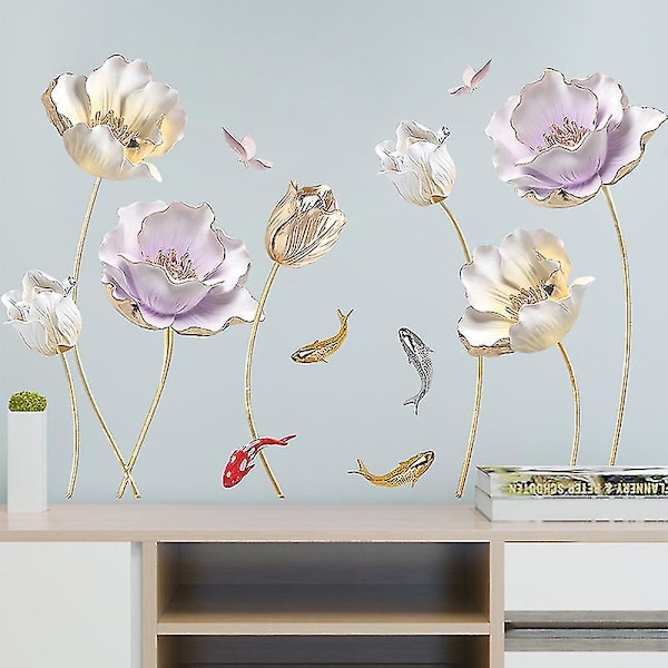 Ny blommig väggdekal, vacker inredning, självhäftande, avtagbar väggkonstdekal, 1 set