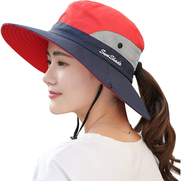 Dame Hestehale Solhatt UV-beskyttelse Foldbar Mesh Bred Bremskjerm Strand Fiskehatt$Dame Hestehale UV-beskyttelse Solhatt Pakkbar Bred Bremskjerm Boonie Cap F