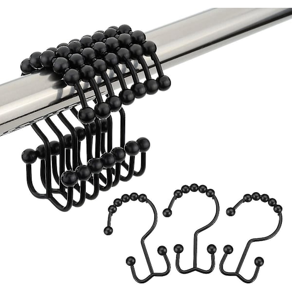 12 rustfrie bruseforhængsringe i rustfrit stål, metalbruseforhængsringe i sort 3,57,7 cm