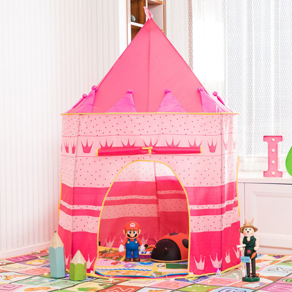 Rosa barntält Barn slottstält Portabelt pop up lektält med bärväska Flickor Pojkar inomhus utomhus