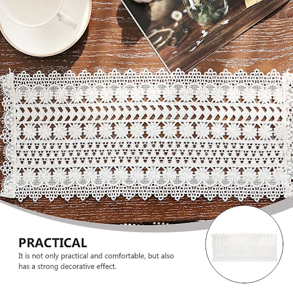 2 stk. fransk blondeborddug blondeborddug vestlig madpladsmåtte (hvid)（20*40cm，hvid）