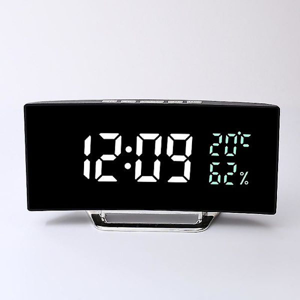 Digital väckarklocka, LED-väckarklocka för sängbord, 12/24 timmar, 2 larm, temperatur och luftfuktighet, justerbar ljusstyrka, snooze, USB-strömförsörjning, minne