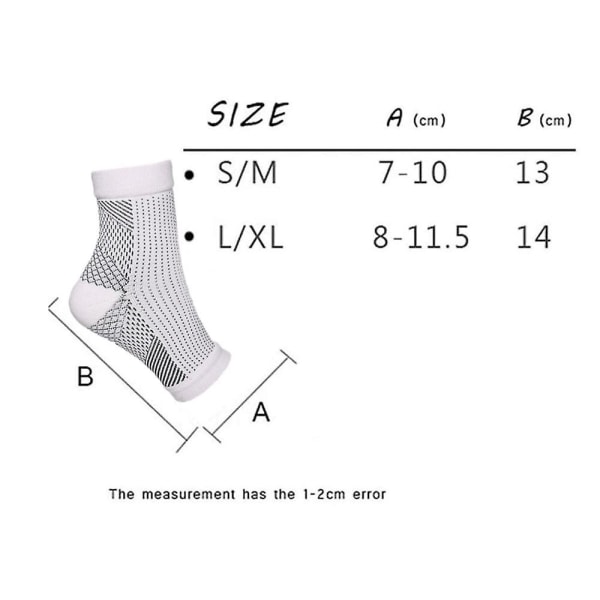 Par beroligende sokker Nevropati kompresjon ankelbuestøtte Beskyttelse Smertelindrende sokker（L-XL，Hvit）