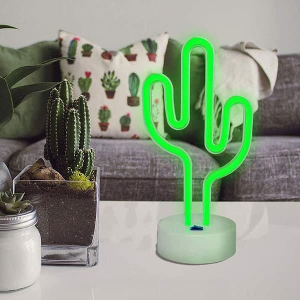 LED Neon Skylt Natt Kaktus Form Rumsskylt Dekoration USB-driven med Bas