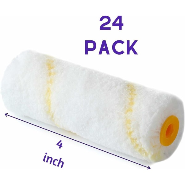 - Färgrolleröverdrag, 4\" rullöverdrag, 24-pack, färgrollerborste, liten rulle, tillbehör för inomhusmålning, rullramsöverdrag och färgrollerkit