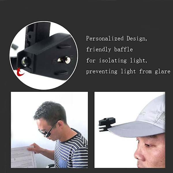 Mini læselampe, clip-on lys clip-on lommelygte clip-on lys til natvedligeholdelse læsning fiskegrej (1 par)