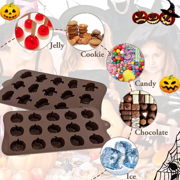 2 stk. Halloween silikoneforme, græskar- og spøgelses silikoneforme, DIY-kager