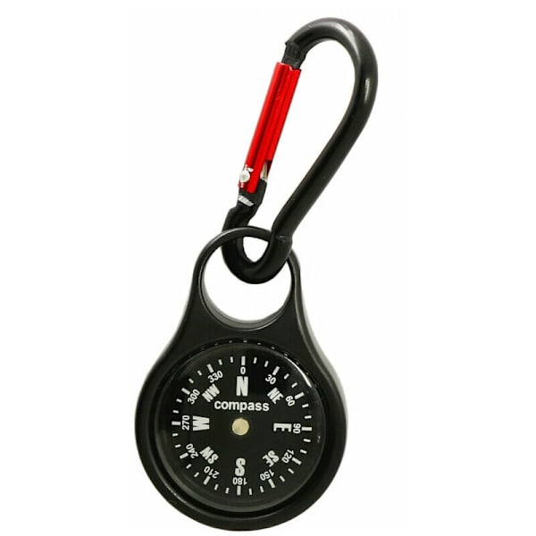 Kompass, metallkarbinhake, svart zinklegering multifunktionskompass