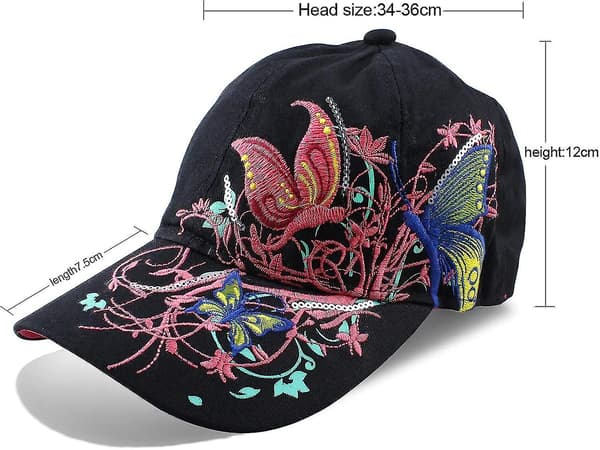 Dame Baseball Caps, Justerbar Åndbar Broderet Solhat Til Sport Golf Mesh Solhat Udendørs（Sort）