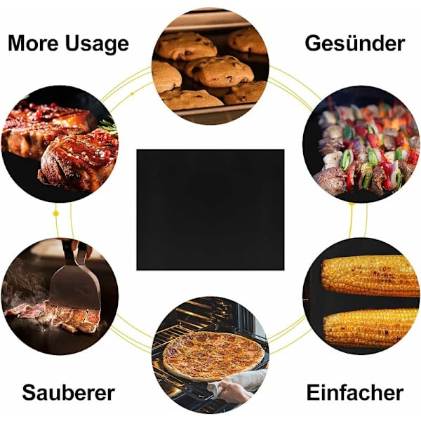 Grillmatta, 40x33cm non-stick grillmatta, bakmatta för kol och bakning, återanvändbart bakpapper