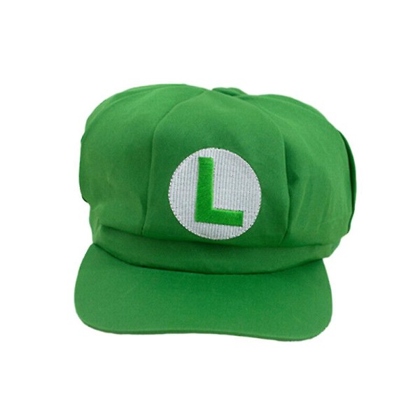 Super Mario Bros Hat Luigi Letter Printed Cosplay Newsboy cap Baseballkepsar för vuxna Waluigi Wario Odyssey cap（Grön）