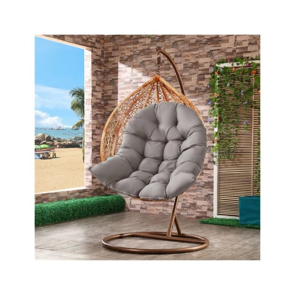 Stolsdyna, fåtöljsdyna i rotting, avslappningsstolsdynor för att hänga korggunga, sittdyna i flätad för inomhus utomhus, 90 x 120 cm, grå