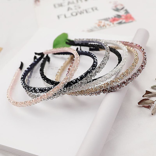 Bling Bling Double Rows Crystal Rhinestone Headband For Women Girls Thin Hair Hoop Fashion