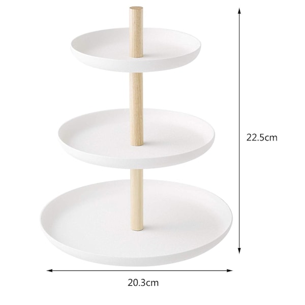 3-etasjes kakefat serveringsbrett fruktfat elegant bryllupskakeholder i tre og metall ostfat (hvit tre farge)