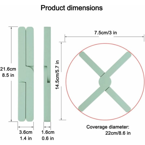 Set med 2 korsformade silikonunderlägg för varma rätter, hopfällbara, halkfria och värmebeständiga upp till 430°F