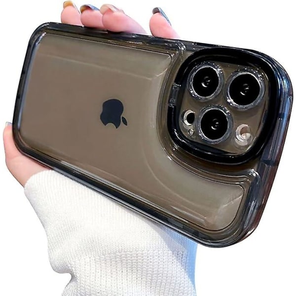 Svart deksel kompatibel med iPhone 13 Pro Max med klar støtte, kreativt beskyttelsesdeksel med kameraholder