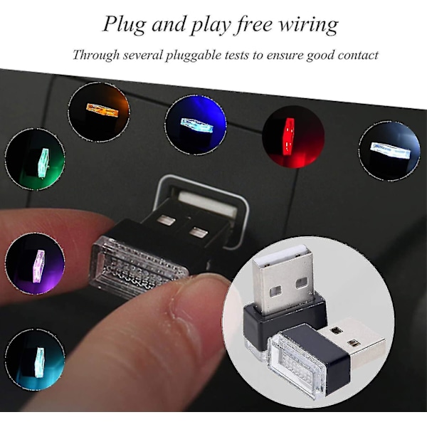 2 kpl punainen yleinen Mini USB LED auton sisätilan tunnelmavalot auton tavaratilan tunnelmavaloihin, punainen
