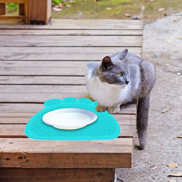 Piao Pvc Husdjur Hund Katt Valp Kattunge Skål Mat Vatten Placemat Matta Tass Form Blå