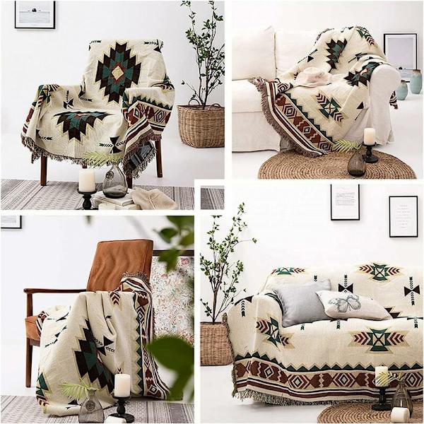 Rutid soffaöverdrag amerikansk etnisk stil hel täckning stickad socker jacquard soffa filt 90x90cm