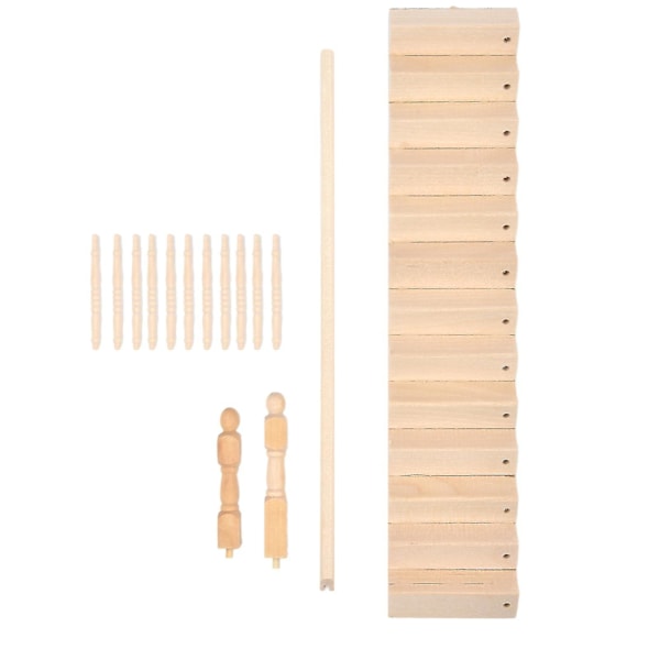 Dockhus Trappor Blanka Rundade Hörn Björk Material DIY Levande Söta 1/12 Skala Miniatyr Trapphus för HantverkVänster