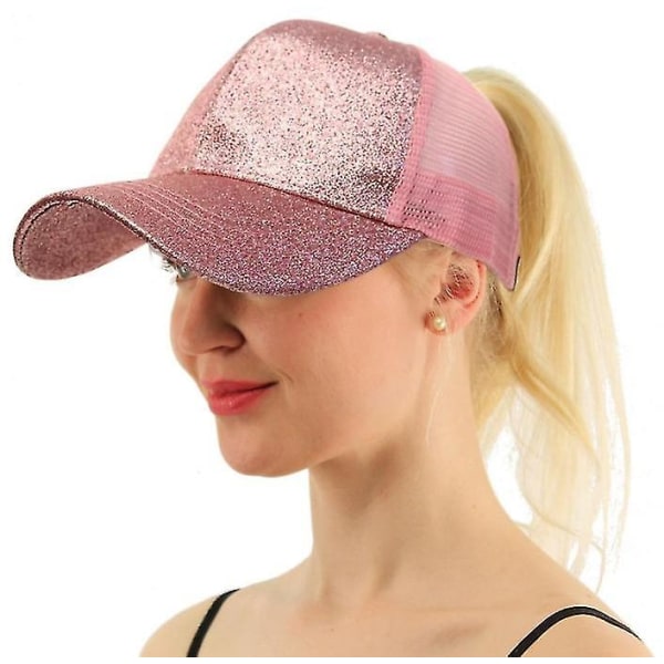 Sportshestehale baseballcaps Justerbar nettinghatt Hestehette for kvinner (rosa)