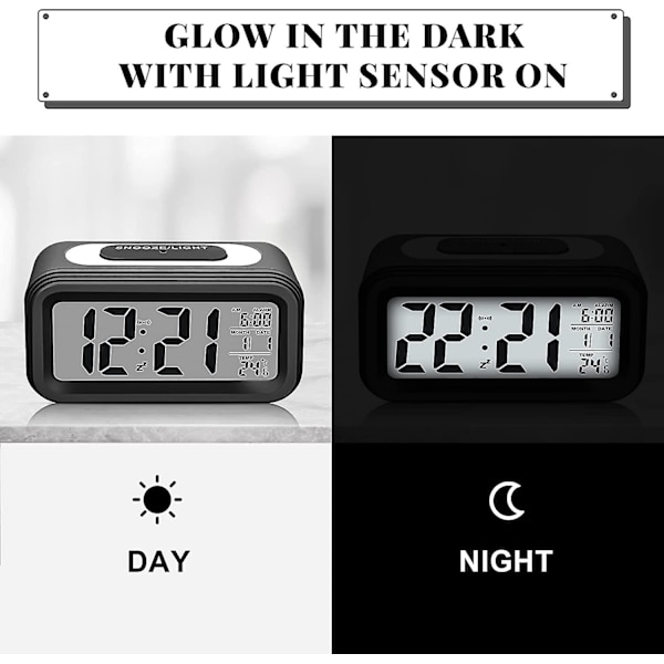 Digital väckarklocka, LED-ljus väckarklocka, batteridriven tyst väckarklocka med stora siffror för barn flickor pojkar tonåringar vuxna, väckarklocka